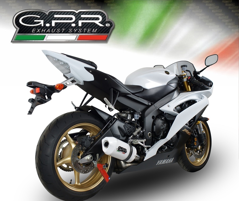 GPR exhaust compatible with  Yamaha Yzf R6 2006-2020, Albus Ceramic, Slip-on exhaust including removable db killer and link pipe 