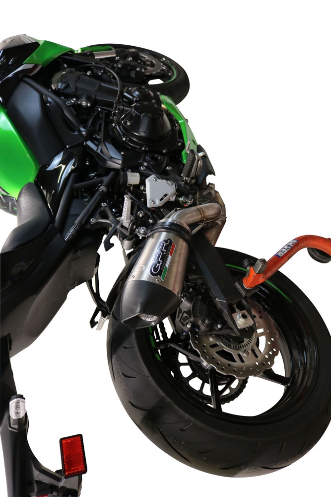 Exhaust system compatible with Kawasaki Z 900 2021-2024, GP Evo4 Titanium, Homologated legal slip-on exhaust including removable db killer and link pipe 