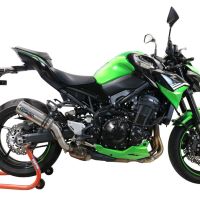 Exhaust system compatible with Kawasaki Z 900 2021-2024, M3 Titanium Natural, Homologated legal slip-on exhaust including removable db killer and link pipe 