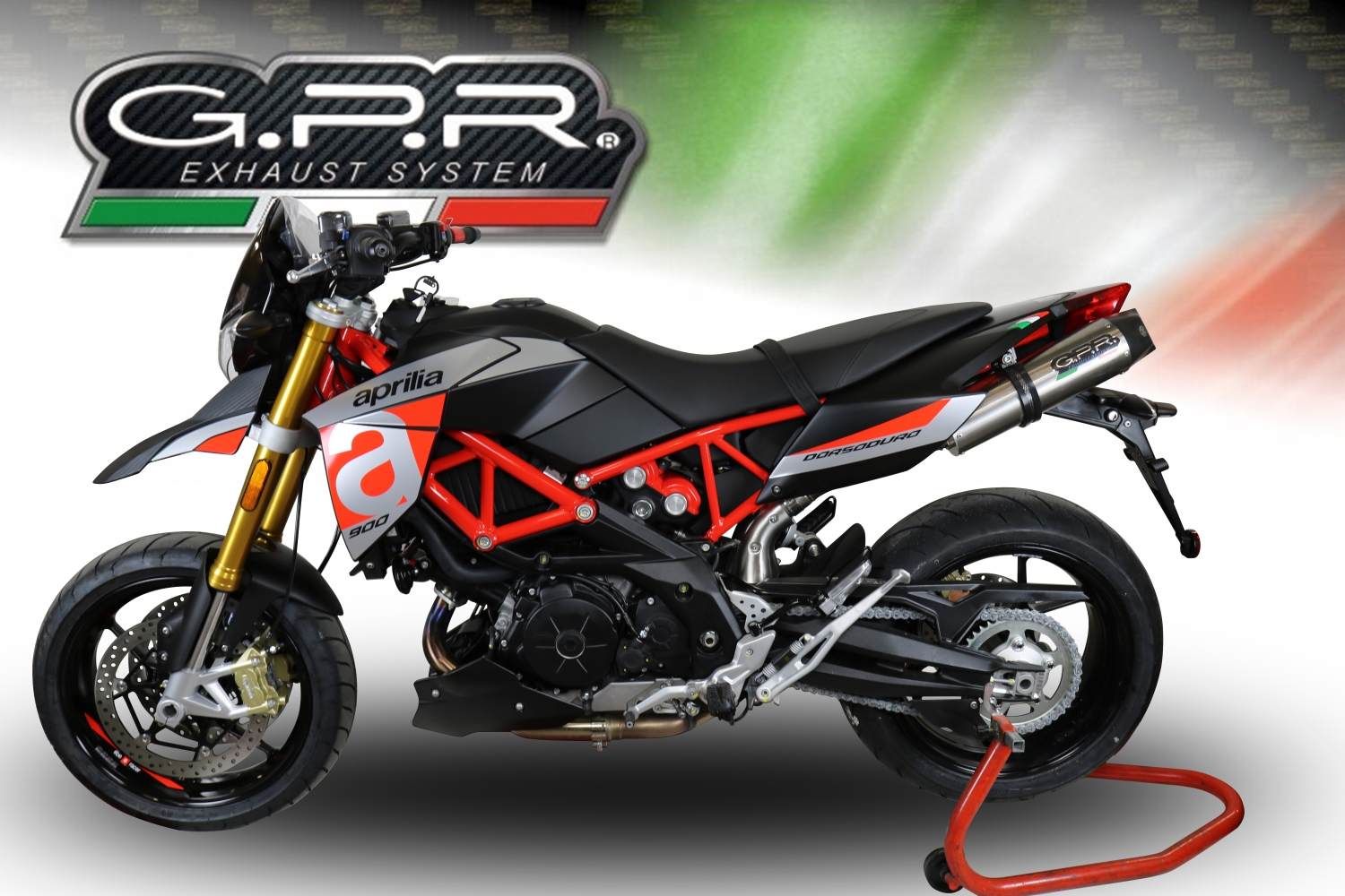 GPR exhaust compatible with  Aprilia Dorsoduro 900 2017-2020, Gpe Ann. titanium, Dual slip-on exhausts including link pipes 