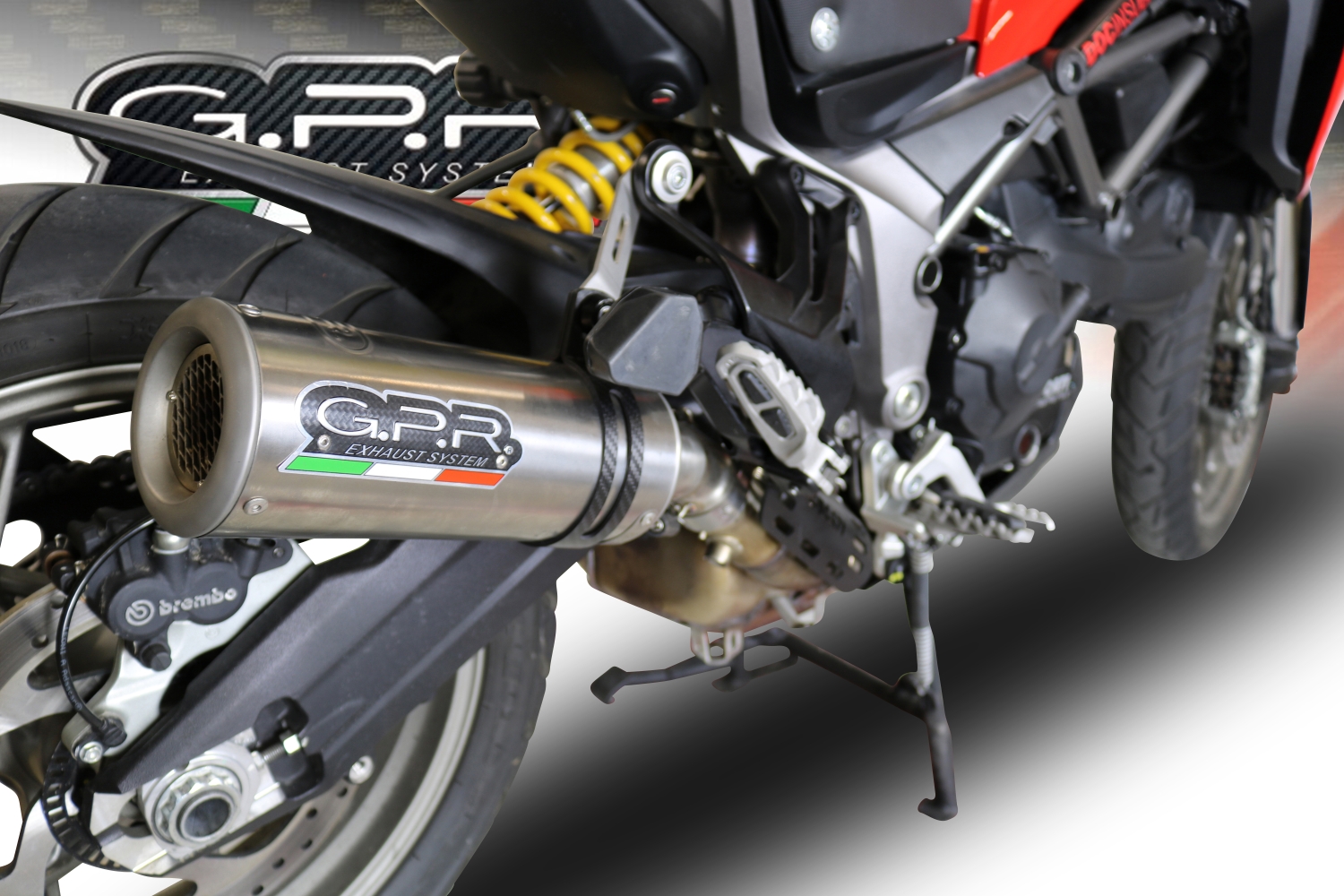 Ducati Multistrada 950 2021-2024, M3 Titanium Natural, Slip-on exhaust including removable db killer and link pipe 