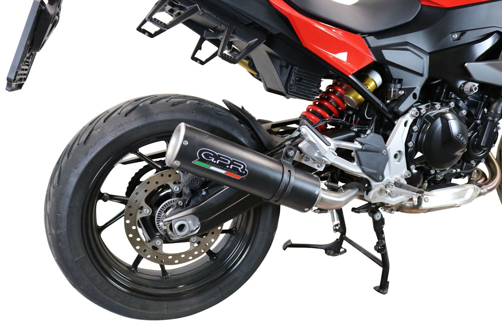 GPR exhaust compatible with  Bmw F900XR F900R 2020-2024, M3 Black Titanium, Slip-on exhaust including removable db killer and link pipe 