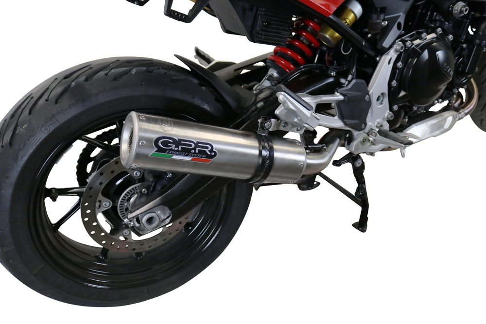 GPR exhaust compatible with  Bmw F900XR F900R 2020-2024, M3 Titanium Natural, Slip-on exhaust including removable db killer and link pipe 