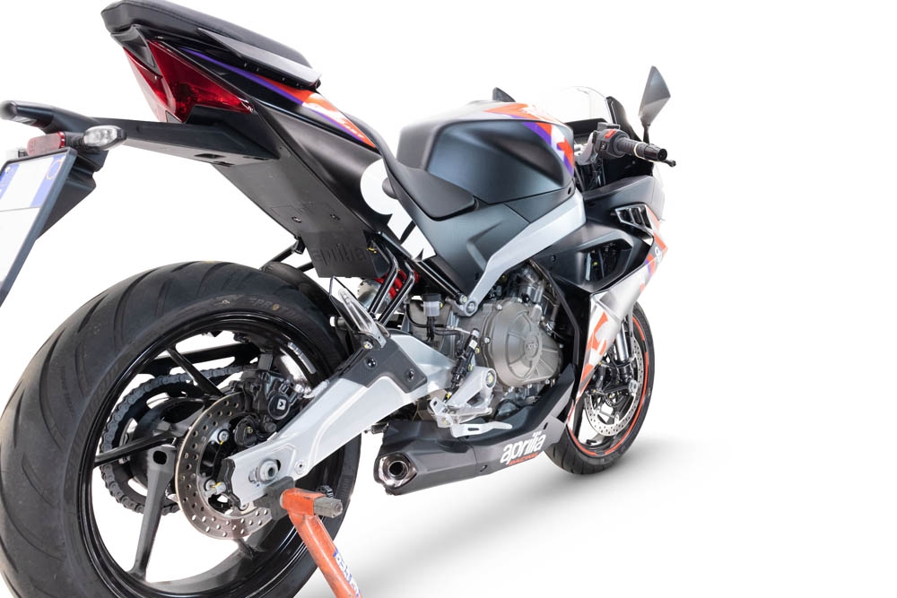 Aprilia RS 457 2024-2025, Ghost Inox, Full system exhaust, including removable db killer 