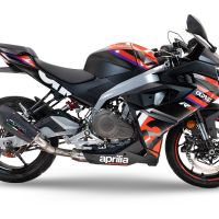 Aprilia RS 457 2024-2025, Gpe Ann. Black titanium, Slip-on exhaust including link pipe and removable db killer 