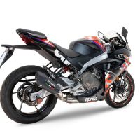 Aprilia RS 457 2024-2025, Gpe Ann. Black titanium, Slip-on exhaust including link pipe and removable db killer 