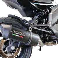 Exhaust system compatible with Cf Moto 400 NK 2021-2023, Furore Evo4 Poppy, Homologated legal slip-on exhaust including removable db killer, link pipe and catalyst 