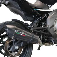 Exhaust system compatible with Cf Moto 400 NK 2021-2023, GP Evo4 Poppy, Homologated legal slip-on exhaust including removable db killer, link pipe and catalyst 