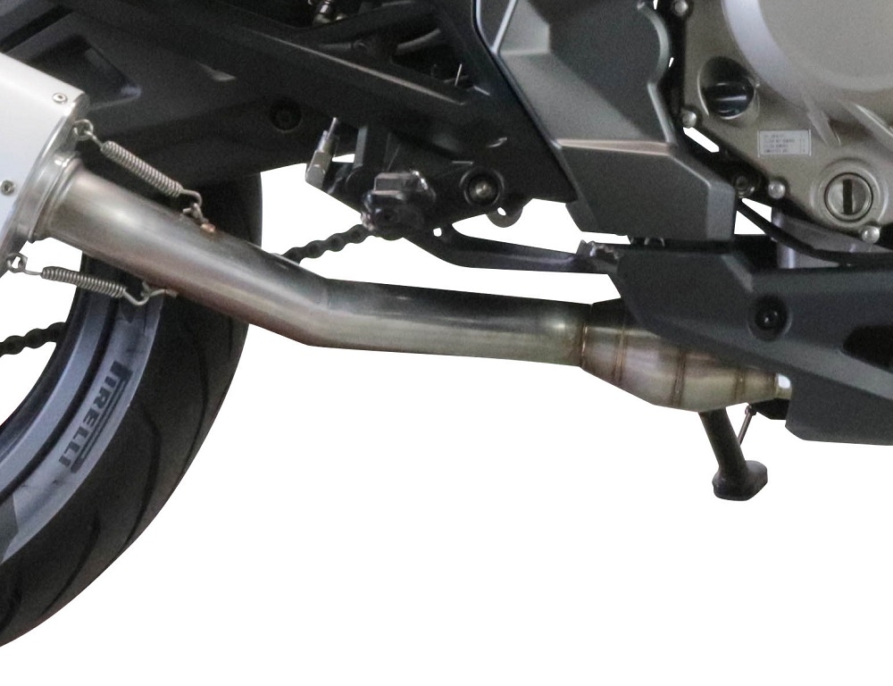 Exhaust system compatible with Cf Moto 400 NK 2019-2020, M3 Black Titanium, Homologated legal slip-on exhaust including removable db killer, link pipe and catalyst 