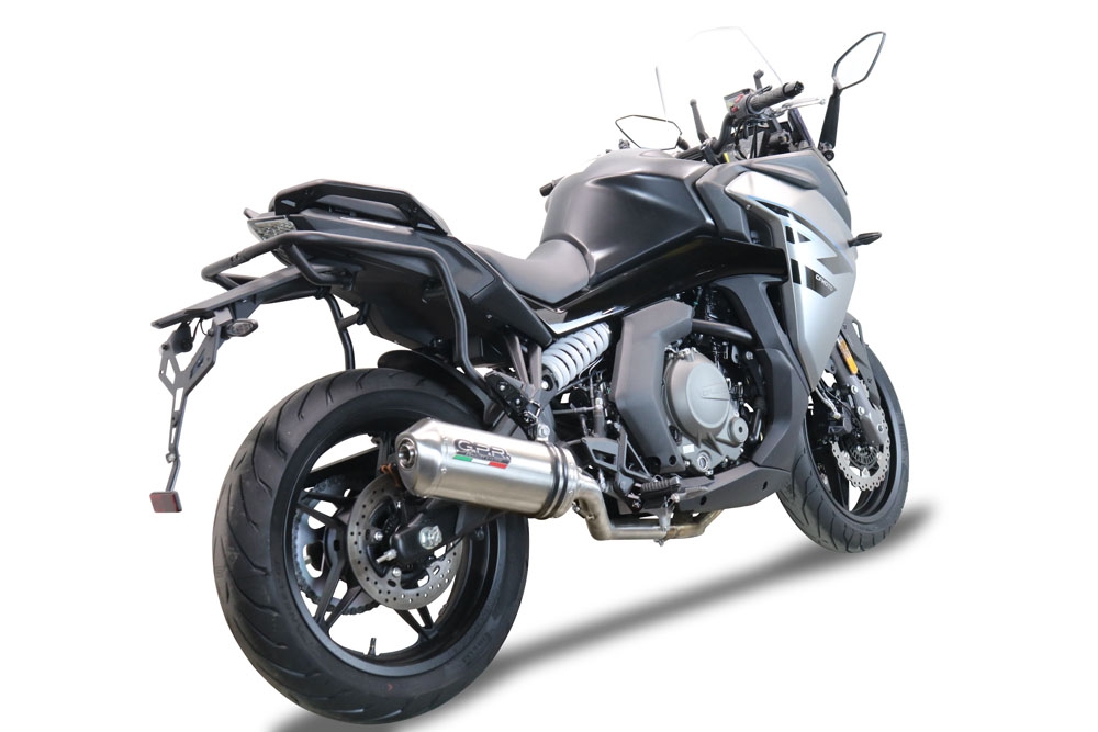 Cf Moto 650 Gt 2022-2024, Satinox , Slip-on exhaust including link pipe and removable db killer 