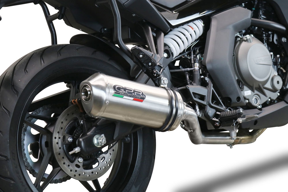 Cf Moto 650 Gt 2022-2024, Satinox , Slip-on exhaust including link pipe and removable db killer 