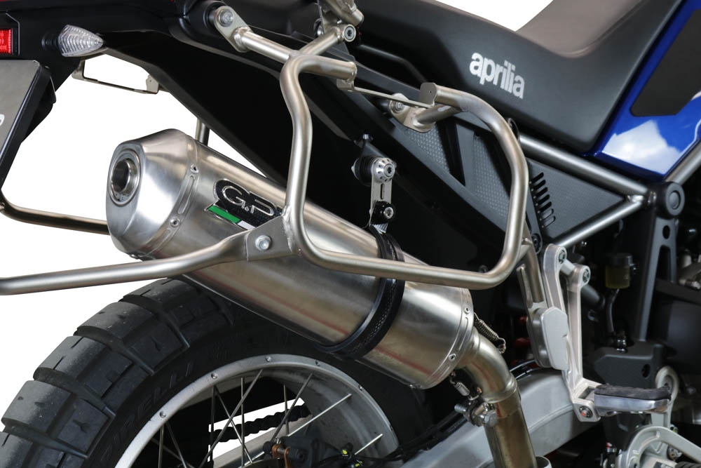 GPR exhaust compatible with  Aprilia Tuareg 660 2021-2024, Satinox , Slip-on exhaust including removable db killer and link pipe 