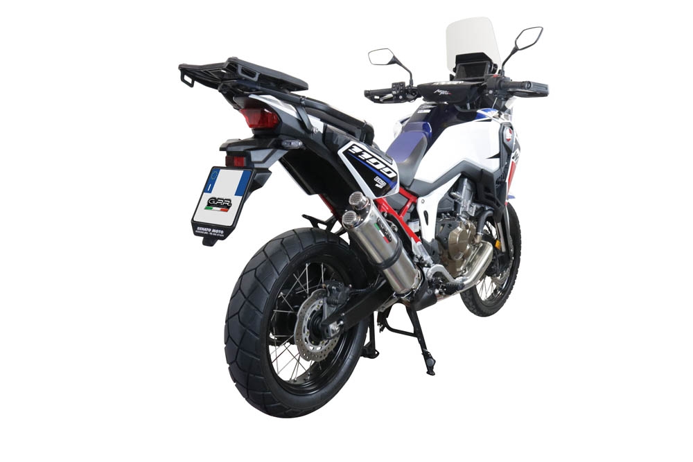 GPR exhaust compatible with  Honda CRF1100L Africa Twin 2020-2023, Dual Inox, Slip-on exhaust including removable db killer and link pipe 