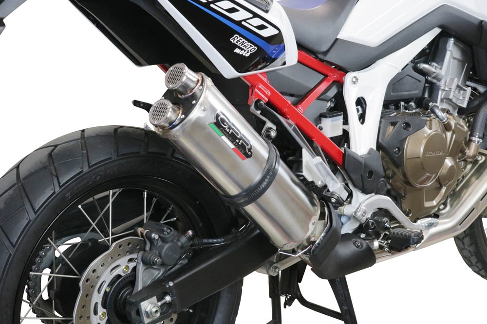 GPR exhaust compatible with  Honda CRF1100L Africa Twin 2020-2023, Dual Inox, Slip-on exhaust including removable db killer and link pipe 