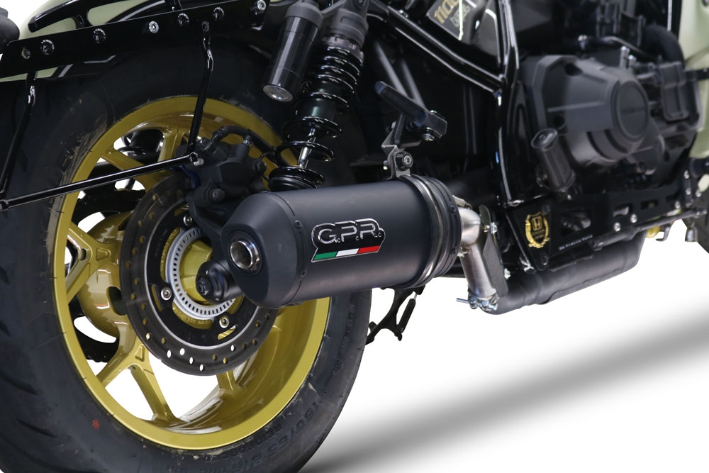 GPR exhaust compatible with  Honda Rebel 1100 2021-2023, Ghisa , Slip-on exhaust including removable db killer and link pipe 