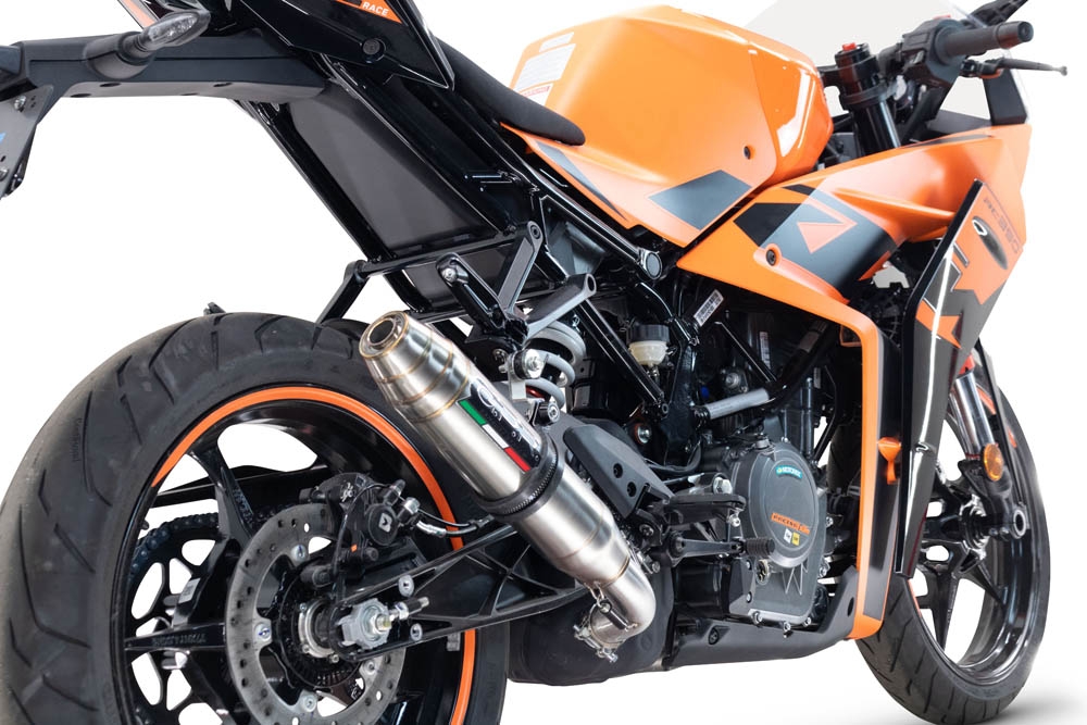 Ktm RC 125 2021-2024, Deeptone Inox, Slip-on exhaust including removable db killer and link pipe 