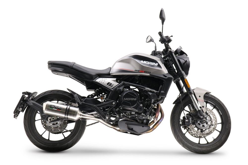 Moto Morini Seiemmezzo Str 2022-2024, Satinox , Slip-on exhaust including link pipe and removable db killer 