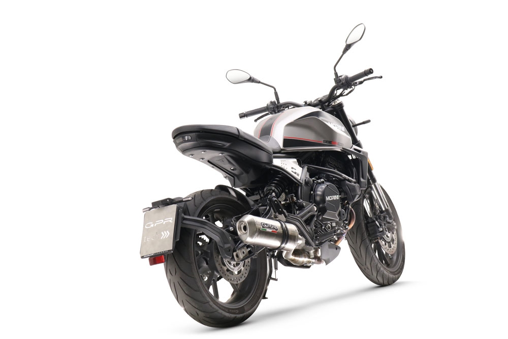 Moto Morini Seiemmezzo Str 2022-2024, Satinox , Slip-on exhaust including link pipe and removable db killer 