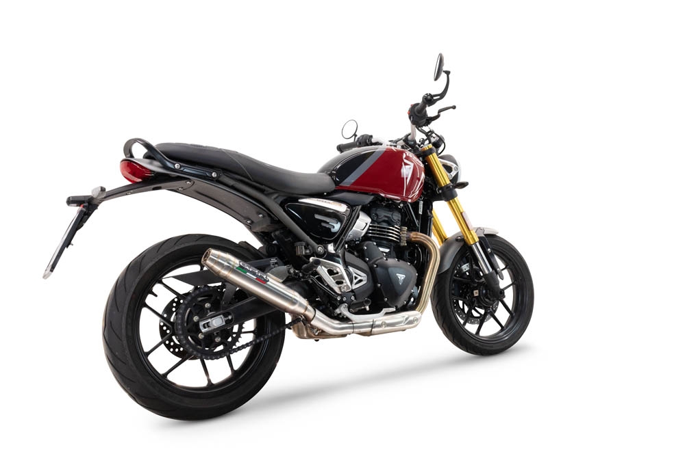 Triumph Scrambler 400 X 2023-2025, Deeptone Inox, Slip-on exhaust including removable db killer and link pipe 