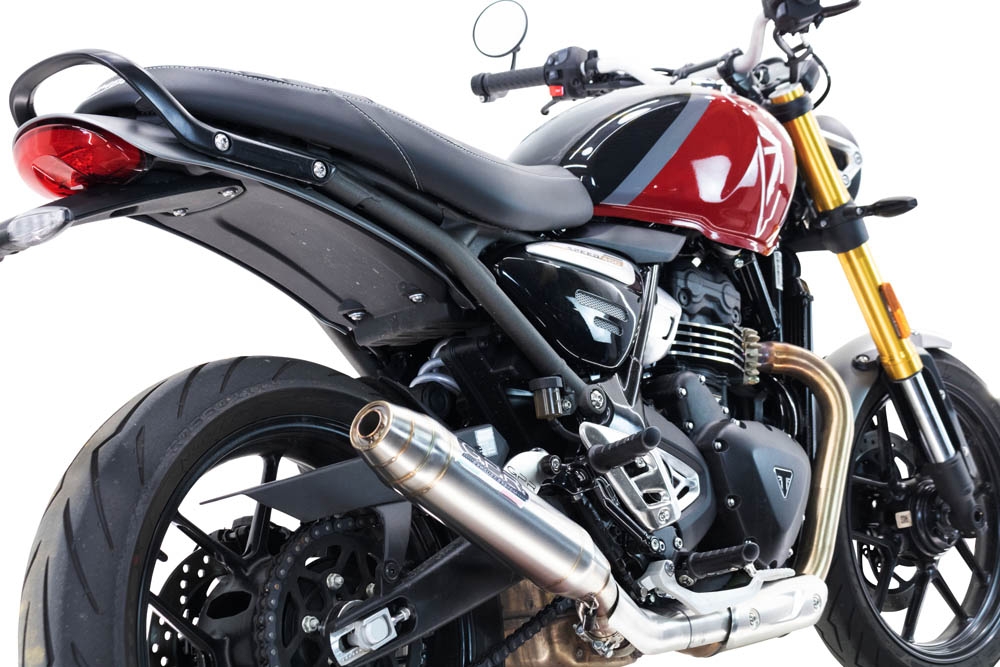 Triumph Scrambler 400 X 2023-2025, Deeptone Inox, Slip-on exhaust including removable db killer and link pipe 