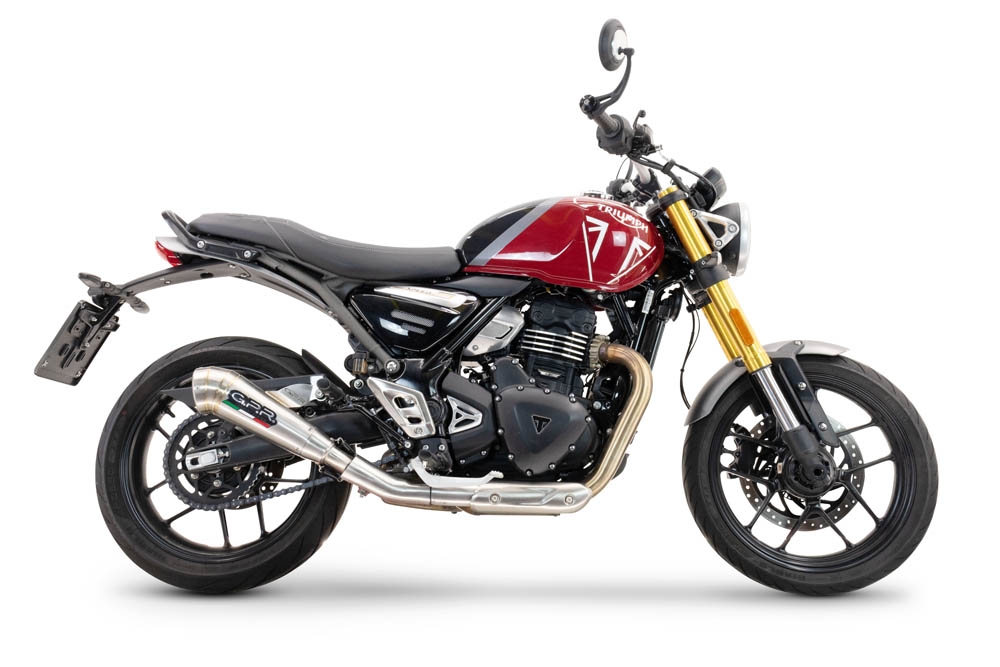 Triumph Scrambler 400 X 2023-2025, Powercone Evo, Slip-on exhaust including removable db killer and link pipe 