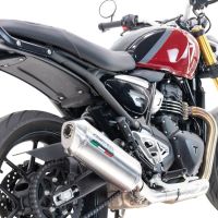 Triumph Scrambler 400 X 2023-2025, Satinox , Slip-on exhaust including removable db killer and link pipe 