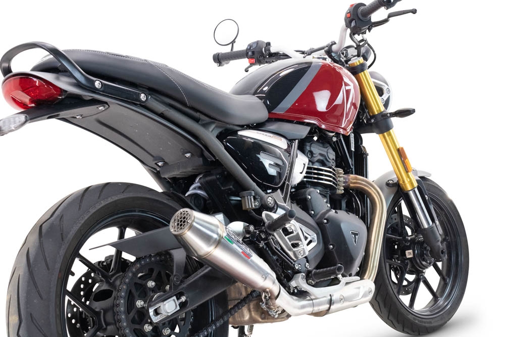 Triumph Scrambler 400 X 2023-2025, Ultracone, Slip-on exhaust including removable db killer and link pipe 