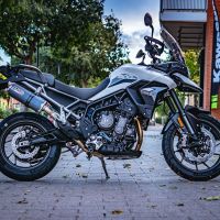 Triumph Tiger 850 2020-2024, Dual Poppy, Slip-on exhaust including removable db killer and link pipe 