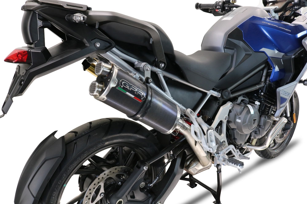 Triumph Tiger 1200 Gt - Rally 2022-2024, Dual Poppy, Slip-on exhaust including removable db killer and link pipe 