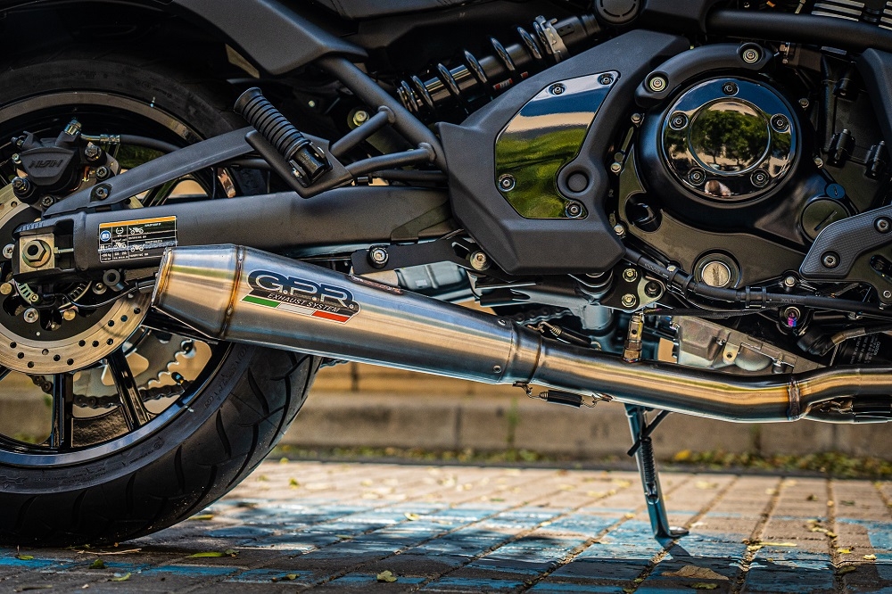 Exhaust system compatible with Kawasaki Vulcan 650 S 2015-2023, Ultracone, Homologated legal full system exhaust, including removable db killer and catalyst 