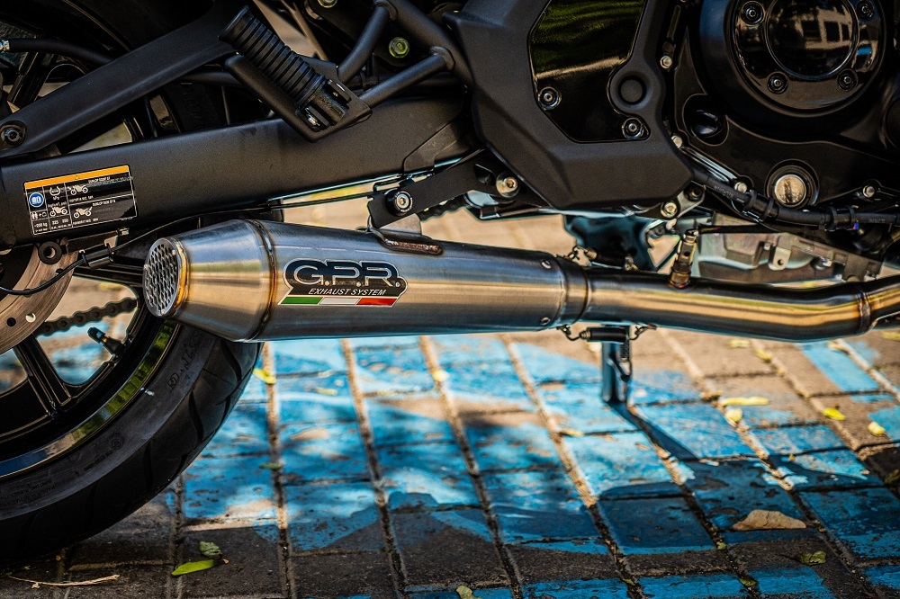 Exhaust system compatible with Kawasaki Vulcan 650 S 2015-2023, Ultracone, Homologated legal full system exhaust, including removable db killer and catalyst 