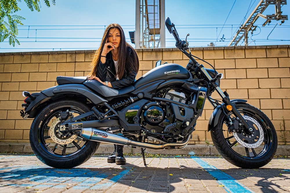 Exhaust system compatible with Kawasaki Vulcan 650 S 2015-2023, Ultracone, Homologated legal full system exhaust, including removable db killer and catalyst 