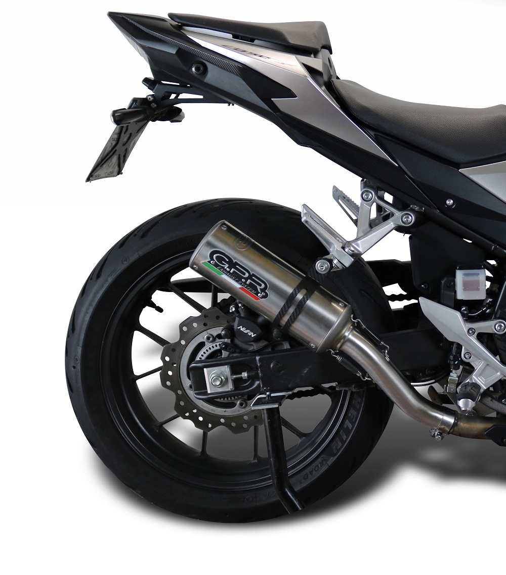 GPR exhaust compatible with  Honda CB400X 2013-2015, M3 Titanium Natural, Slip-on exhaust including removable db killer and link pipe 