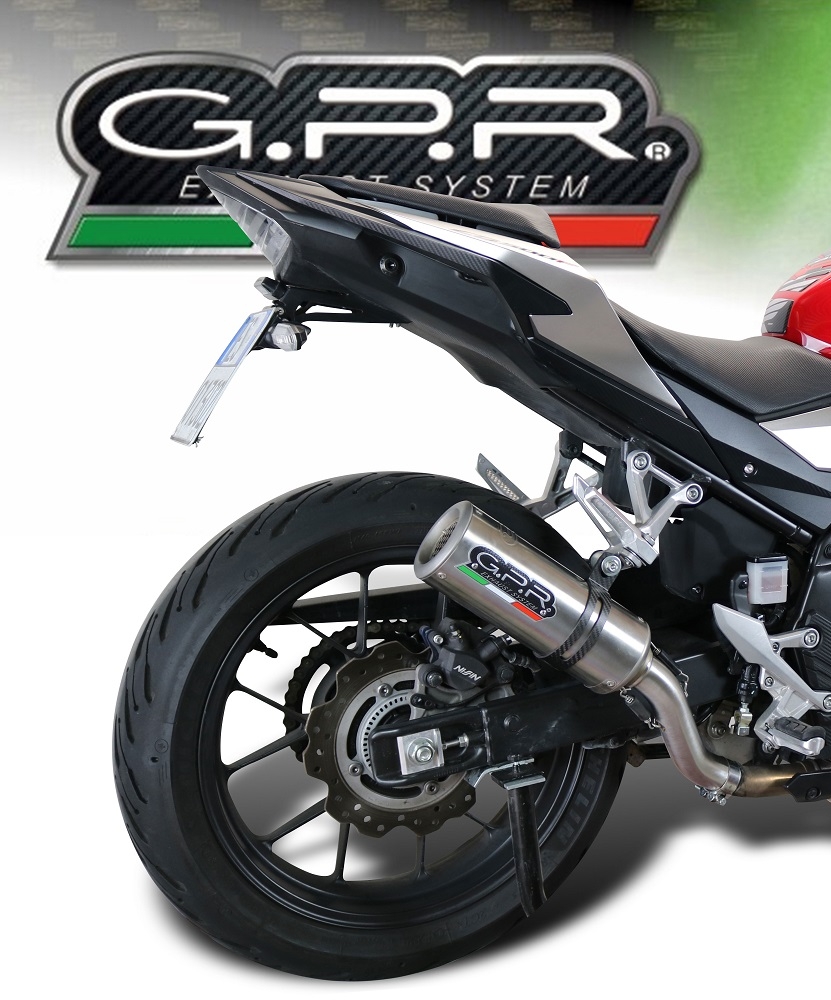 GPR exhaust compatible with  Honda CB400X 2013-2015, M3 Titanium Natural, Slip-on exhaust including removable db killer and link pipe 