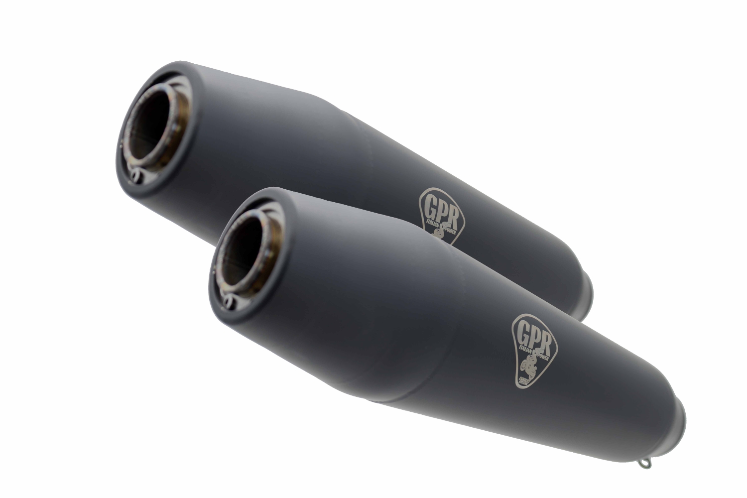 GPR exhaust compatible with  Moto Guzzi Daytona 1000 i.e. 1992-1999, Deeptone Black Cafè Racer, Dual universal silencer kit, including db killer, without link pipes 